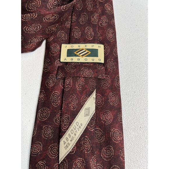Joseph Abboud Red, Brown Geometric Pattern 100% Silk Made in Italy Tie NWOT - Picture 5 of 6